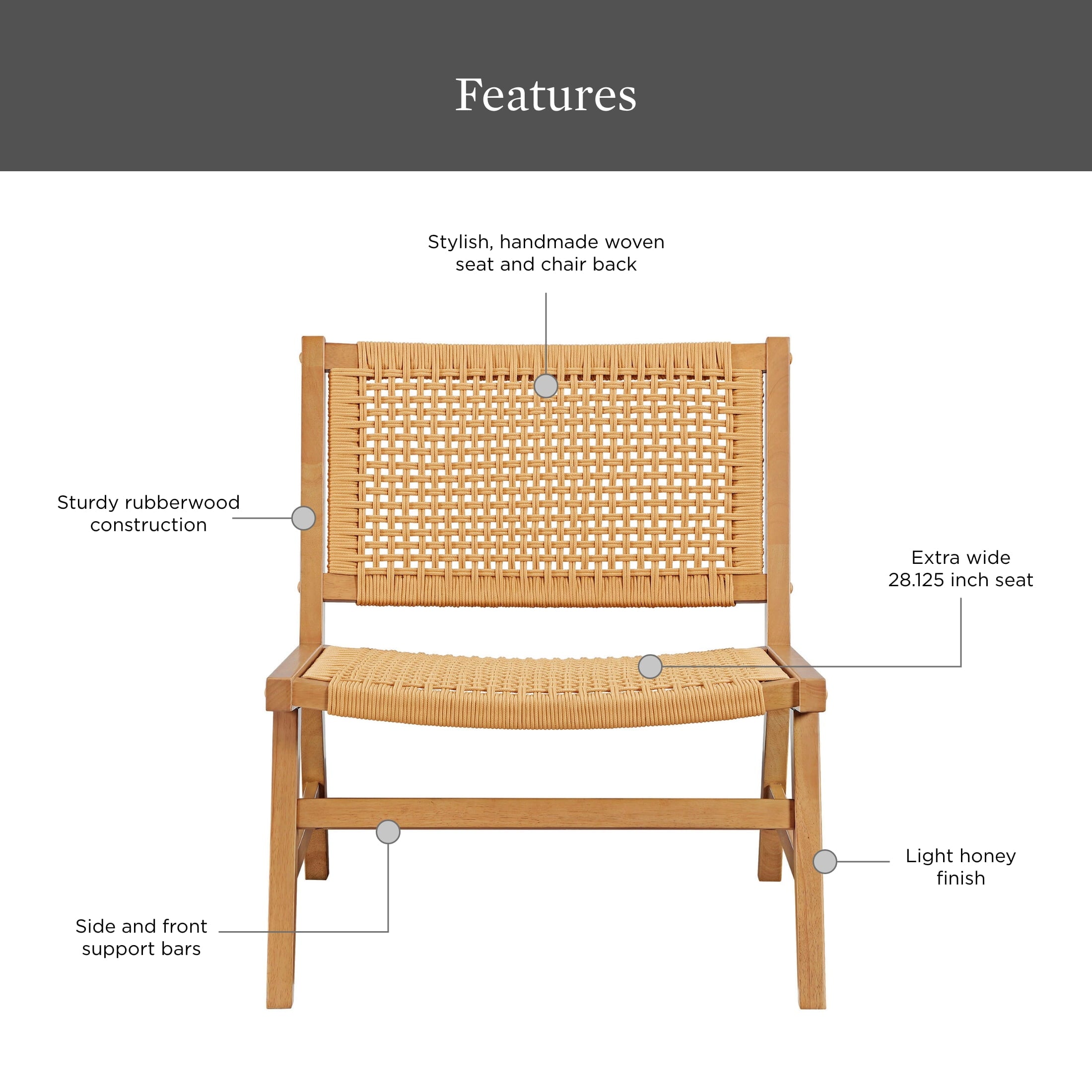 Better Homes & Gardens Vista Woven Accent Chair, Light Honey Finish