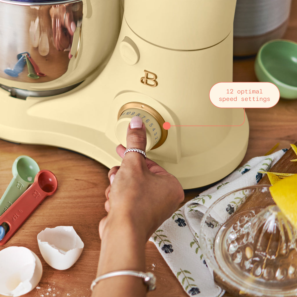 Beautiful 3.5 Qt Stand Mixer with Flat Beater, Dough Hook, Balloon Whisk, Buttercream by Drew Barrymore
