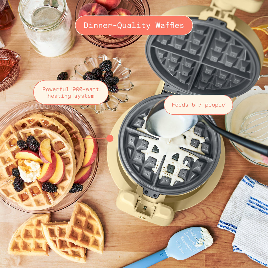 Beautiful Rotating Belgian Waffle Maker, Buttercream by Drew Barrymore