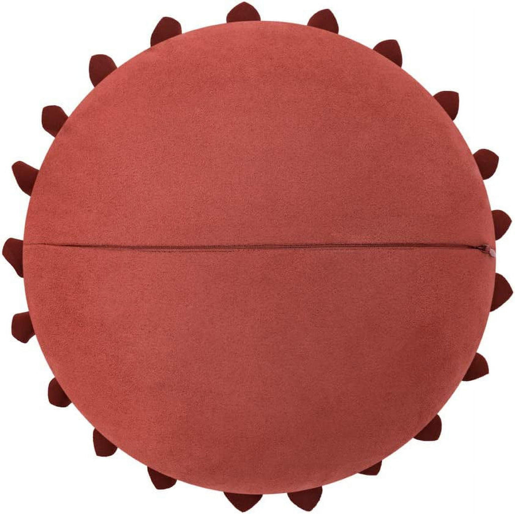 JWH Round Suede Sunflower Throw Pillows with Insert for Bed Sofa 12 inch Rust Red