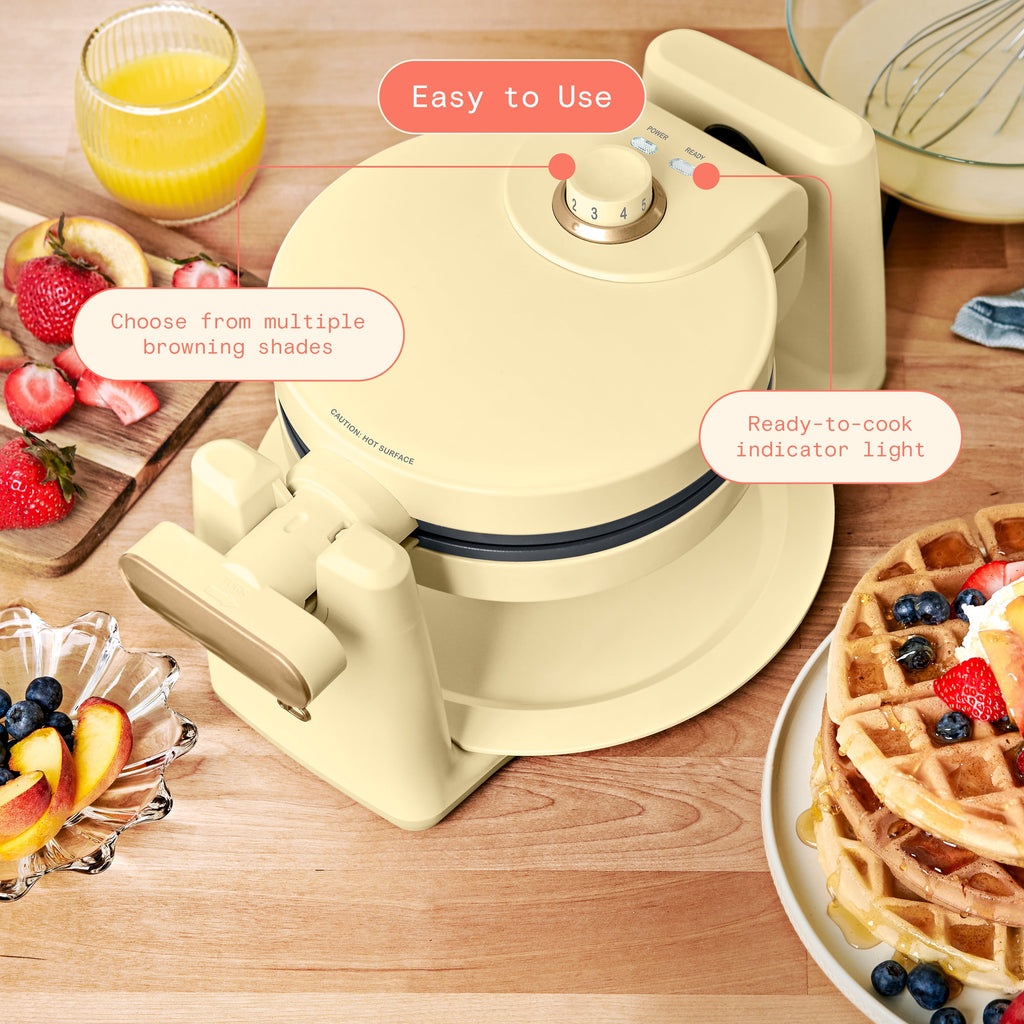Beautiful Rotating Belgian Waffle Maker, Buttercream by Drew Barrymore