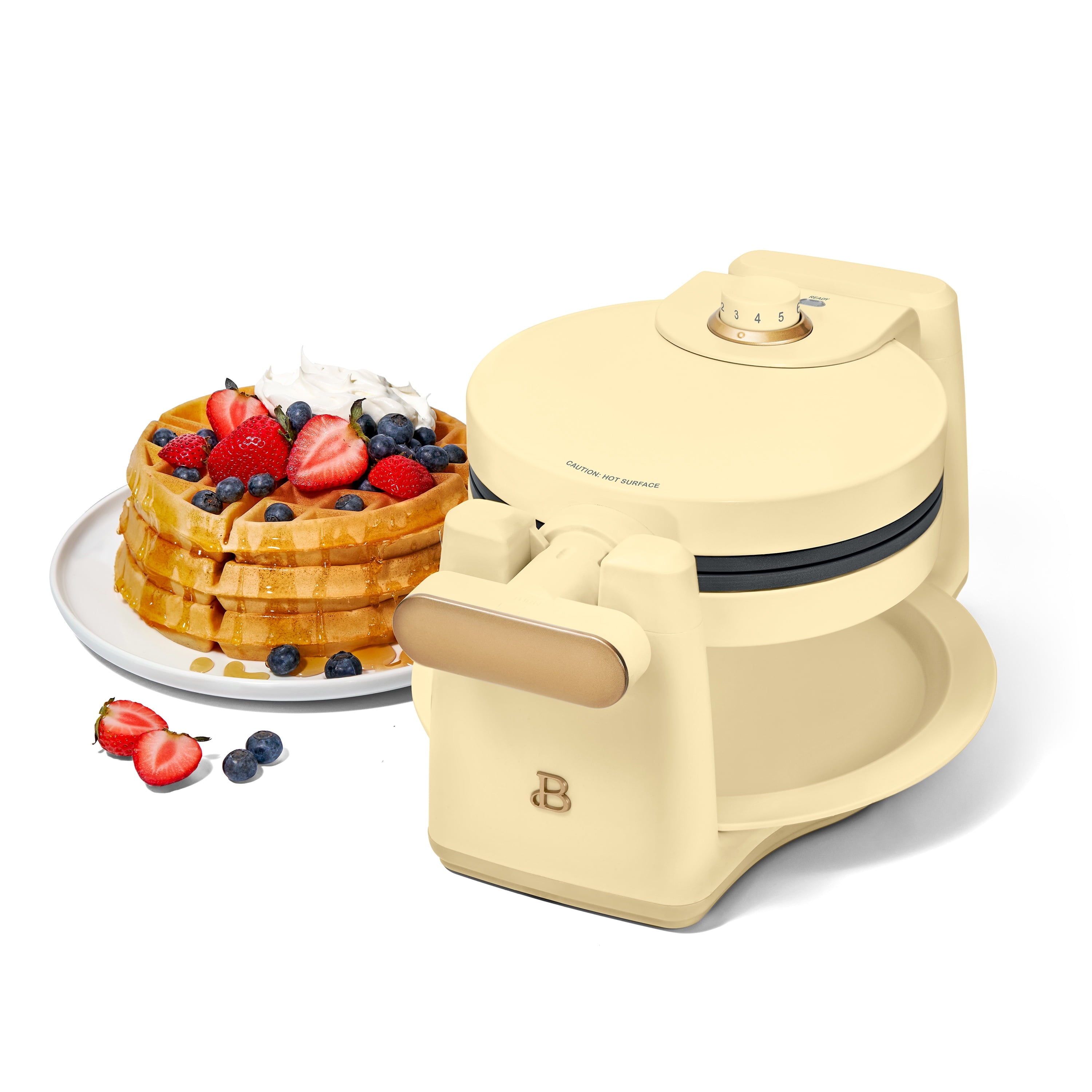 Beautiful Rotating Belgian Waffle Maker, Buttercream by Drew Barrymore