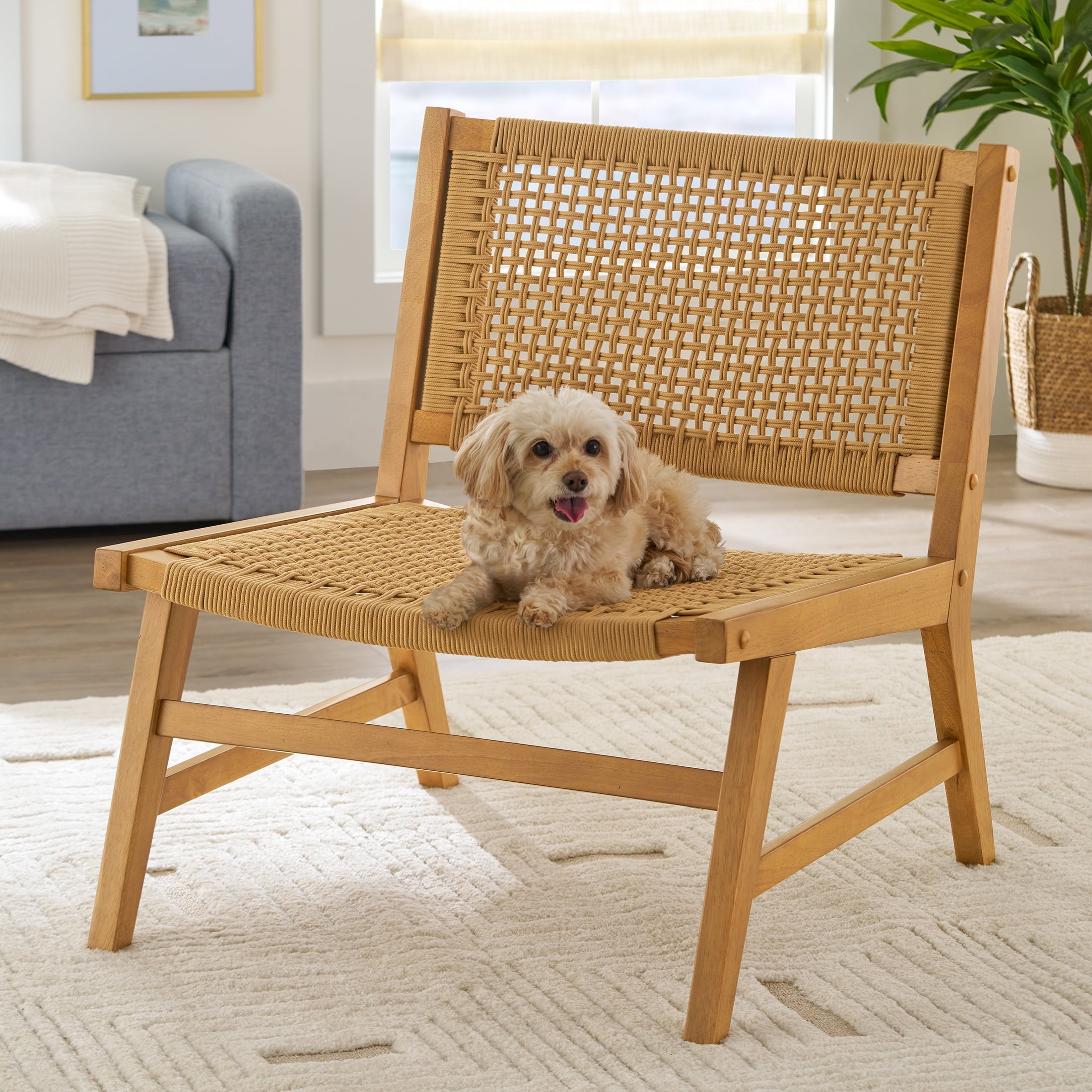 Better Homes & Gardens Vista Woven Accent Chair, Light Honey Finish