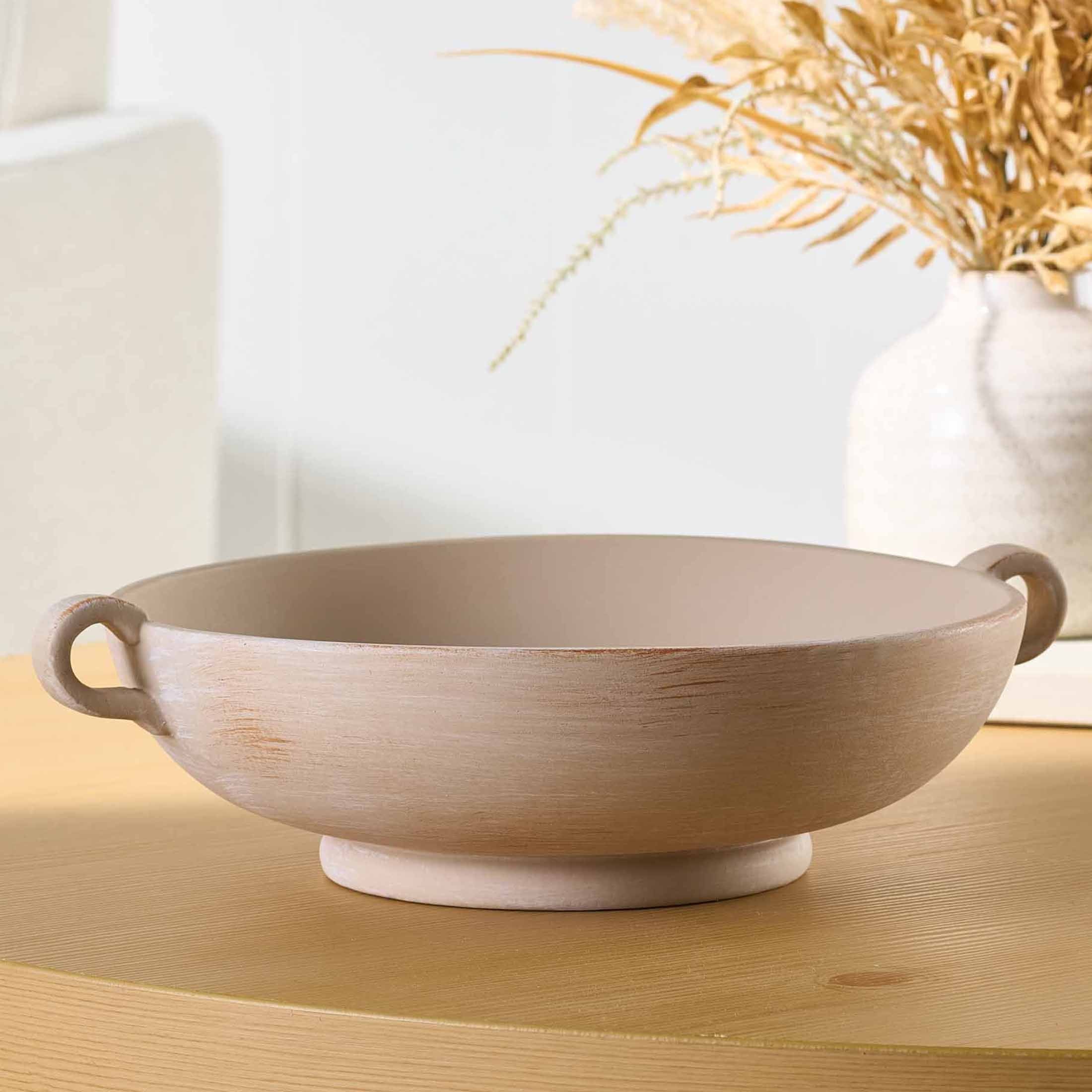 Better Homes & Gardens 9.75" Ceramic Low Stone Distressed Bowl, Taupe