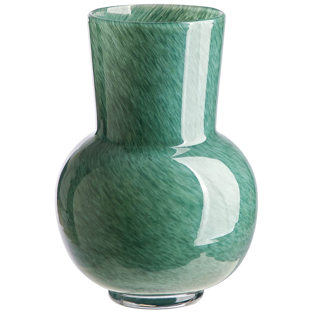 Beautiful Thyme Green Mottled Glass Vase by Drew Barrymore, 8.35" H