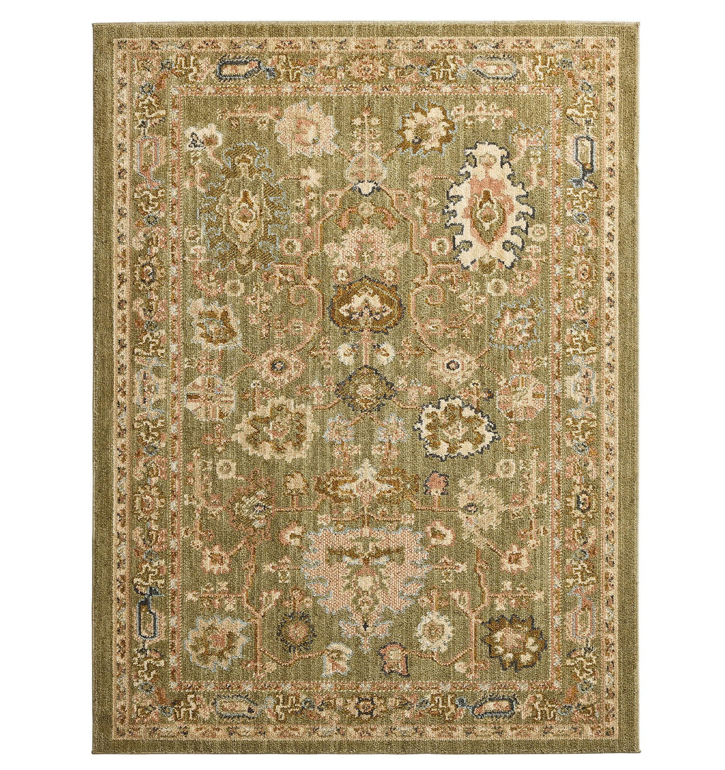 Better Homes and Garden Modern Oushak Low Pile Stain and Fade Resistant Indoor Green Area Rug, 7'10" x 10'