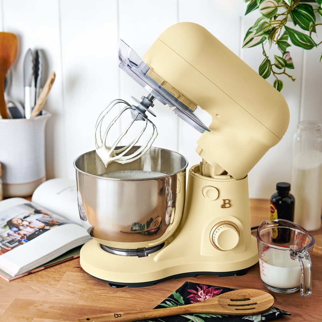 Beautiful 3.5 Qt Stand Mixer with Flat Beater, Dough Hook, Balloon Whisk, Buttercream by Drew Barrymore