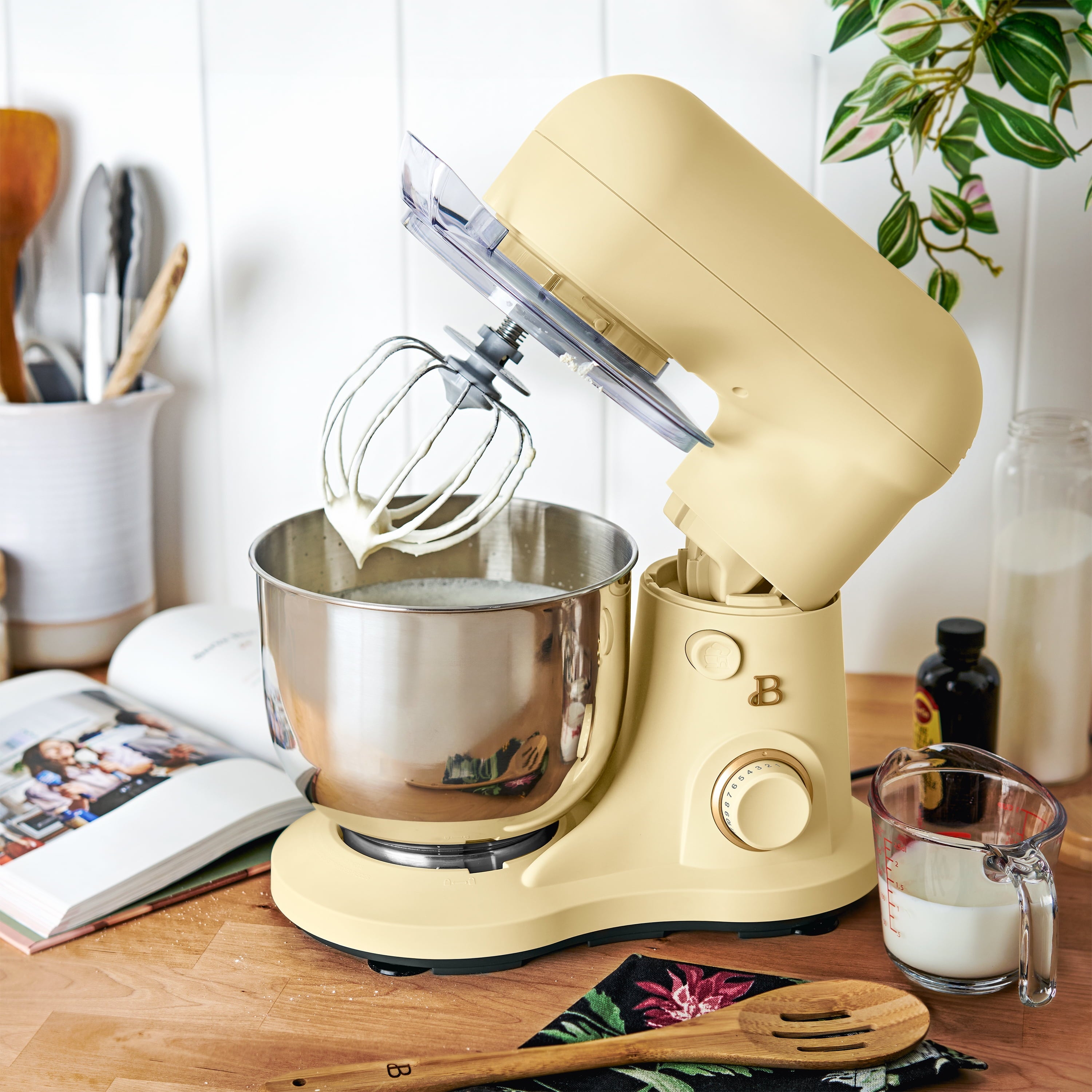 Beautiful 3.5 Qt Stand Mixer with Flat Beater, Dough Hook, Balloon Whisk, Buttercream by Drew Barrymore