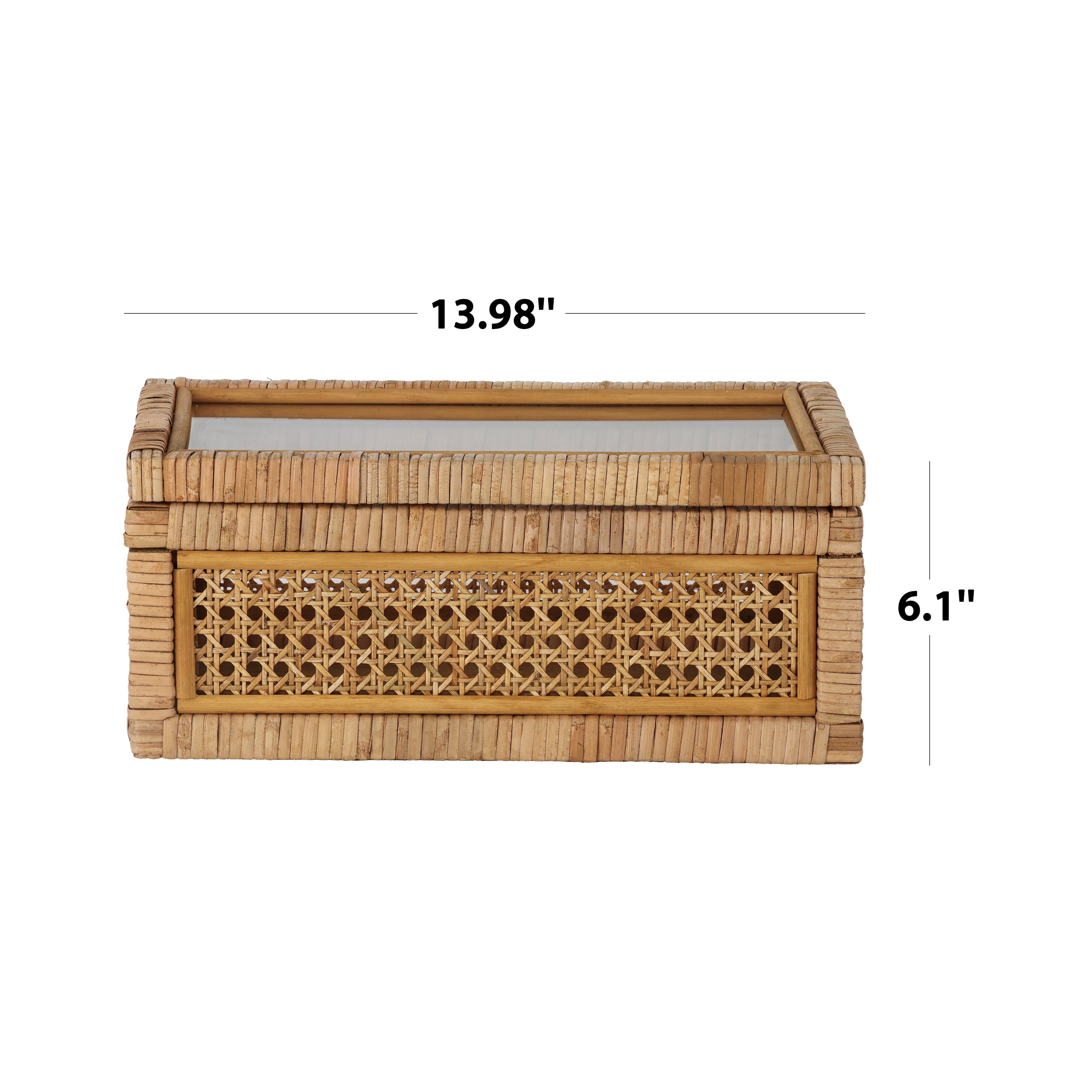 Home Decor Collection, Sterling & Noble Home Woven Rattan and Glass Decorative Tabletop Box