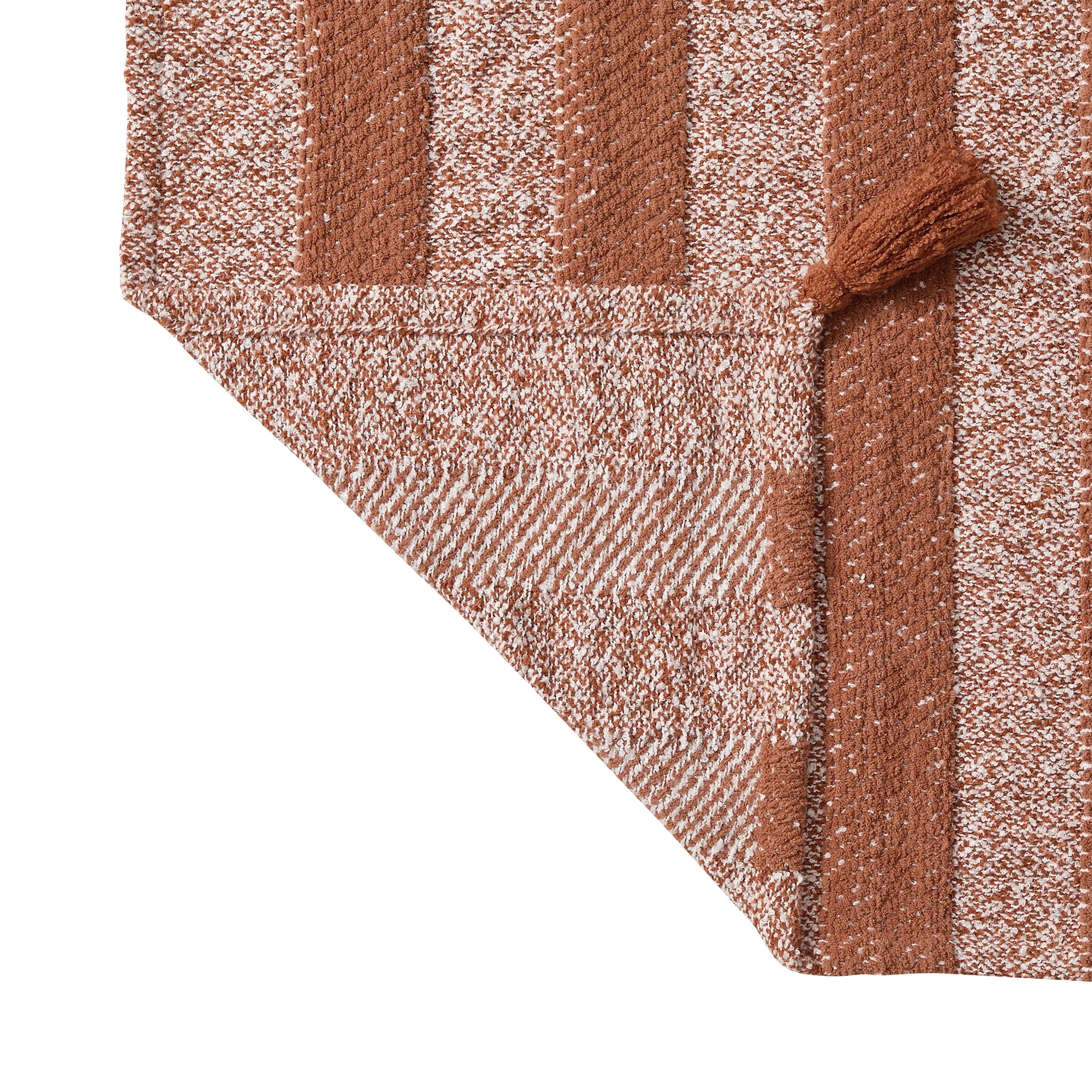 Beautiful Terracotta Chenille Striped Throw by Drew Barrymore, 50" x 60"