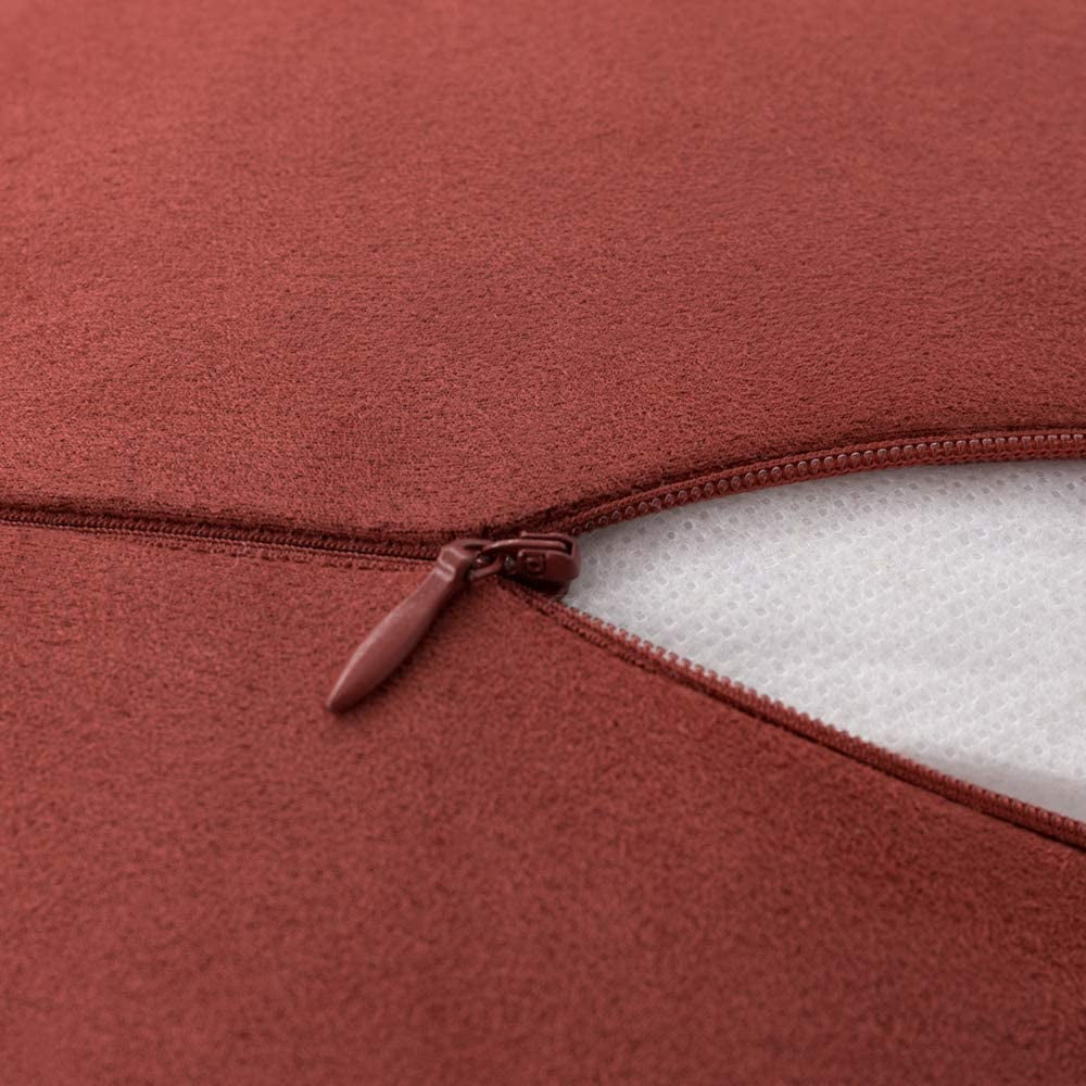 JWH Round Suede Sunflower Throw Pillows with Insert for Bed Sofa 12 inch Rust Red