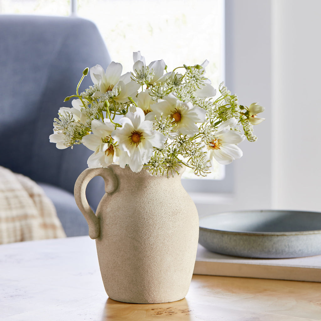 Better Homes & Garden 11"H Artificial Wild Flower in Ceramic Jug Vase